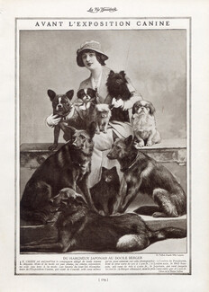 Gallina (Dogs) 1913 Miss Lancret Portrait, French Bulldog, Loulou de Pomérie, Berger Allemand