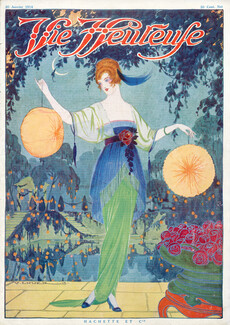 Victor Lhuer 1914 Elegant Parisienne, Art Deco Style