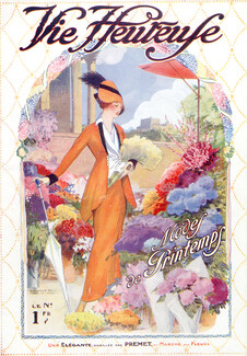 Victor Lhuer 1914 Flower market, Elegant Parisienne, Premet