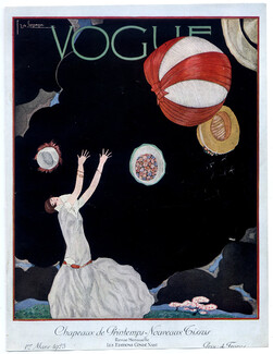 Georges Lepape 1925 Vogue Cover, Fashion Illustration Hats