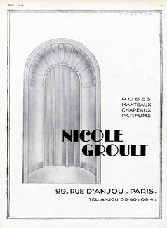 Nicole Groult 1929 Ad by Dorland, 29 rue d'Anjou, Paris