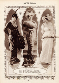 Paquin (Couture) 1913 Mlle Clairville, Mlle Sylves, Mlle Gaby Boissy, Photo Félix