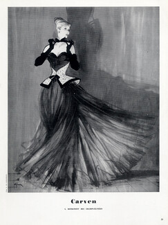 Carven 1947 René Gruau, Strapless Dress