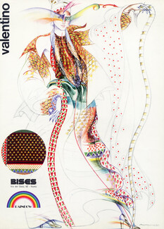 Antonio Lopez 1973 Valentino (Couture) Bises, Rainbow (Fabric)