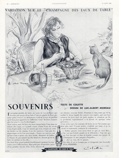 Perrier (Water) 1938 Le Champagne des Eaux de Table, Portrait, Luc-Albert Moreau, Text Colette