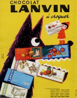 Lanvin (Chocolats) 1958 Hervé Morvan, "Le petit chaperon rouge" The little red riding hood, Wolf