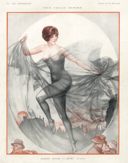 Chéri Hérouard 1927 Veil of mist... Sexy Looking Girl Topless