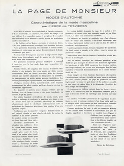 La Page de Monsieur - Modes d'automne, 1930 - Berteil Men's Hats, Texte par Pierre de Trévières