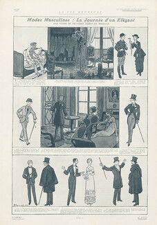 Pierre Brissaud 1912 Day of an Elegant Man.. Men's Clothing