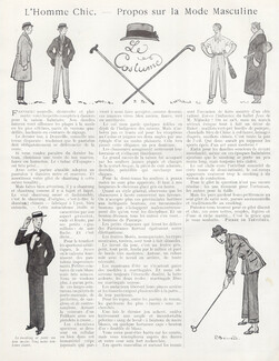 L'Homme Chic - Propos sur la Mode Masculine - Le Costume, 1913 - Pierre Brissaud Men's Clothing, Text by Pierre de Trévières