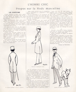 L'Homme Chic - Propos sur la Mode Masculine - Le Costume, 1913 - Jean Dulac Men's Clothing, Jaquette, Pardessus, Texte par Pierre de Trévières