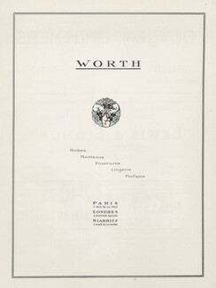 Worth (Couture) 1925 Label, 7 rue de la Paix, Paris
