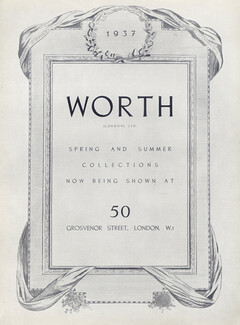 Worth (Couture) 1937 Display of the Collection Spring and Summer: 50 Grosvenor Street, London
