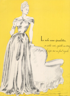 Madeleine Vionnet 1938 Strapless, Pierre Mourgue, Evening Gown