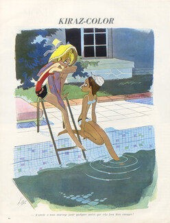 Edmond Kiraz 1966 Les Parisiennes, Bathing Beauty, Swimming pool