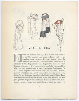 Voilettes, 1920 - Eduardo Garcia Benito Veil, Gazette du bon Ton, Texte par Nicolas Bonnechose, 4 pages