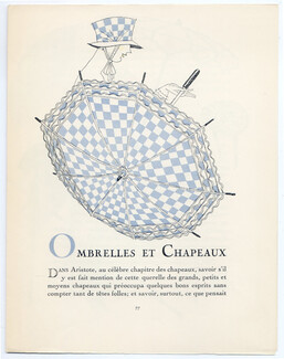 Ombrelles et Chapeaux, 1922 - Georges Lepape Parasols and Hats, Gazette du bon Ton, Texte par de Vaudreuil, 4 pages
