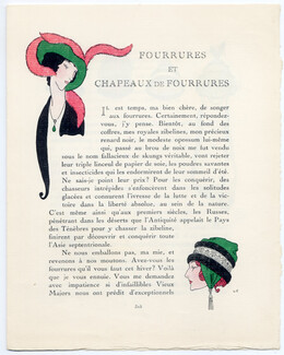 Fourrures et Chapeaux de Fourrures, 1913 - Ludwik Strimpl Fur Hats, La Gazette du bon Ton, Text by Eliante, 5 pages
