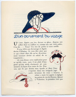 D'un Ornement du Visage, 1920 - Zyg Brunner Hats, La Gazette du bon Ton, Text by Louis Léon-Martin, 3 pages