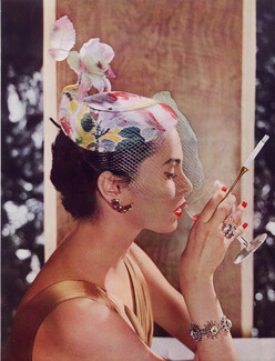 Albouy (Millinery) 1953 Cigarette Holder, Fashion Photography Hat, Philippe Pottier