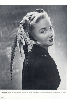 Marthe (Millinery) 1947 Feathers Hat