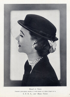 Maud et Nano (Millinery) 1946 Fashion Photography Canotier Hat, Eugène Rubin