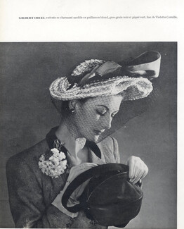 Gilbert Orcel (Millinery) 1947 Fashion Photography Hat, Violette Cornille