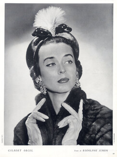Gilbert Orcel (Millinery) 1950 Fashion Photography Hat, Maurice Petit