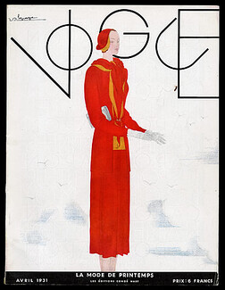 Vogue Paris 1931 April, Georges Lepape, Paul Poiret, Yteb, Evening Gowns, Mariano Andreü