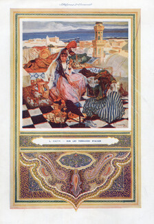 Rêves d'Orient, 1913 - L. Cauvy Sur les Terrasses d'Alger G.C. Gasté Le Bain des Brahmines, Text by Pierre Mille, 4 pages