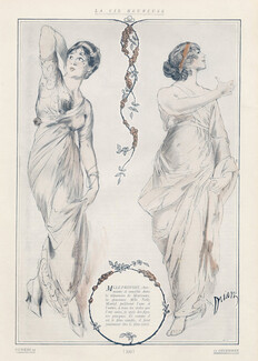 Etienne Drian 1912 Jeanne Provost & Nelly Martyl, Style Greek Fashion