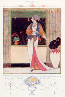 Charles Martin 1913 Chinese Style Dress, Fashion Illustration