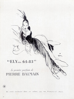 Pierre Balmain (Perfumes) 1946 ELYsées 64-83...First perfume of Balmain, René Gruau