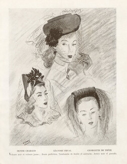 Pierre Pagès 1946 Hats... Denise Chabaud, Léandre Orval, Georgette de Trèze
