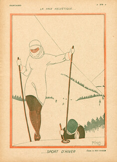 La Paix Helvétique... Sport d'Hiver, 1917 - Ben Sussan Cross-country Ski, Switzerland