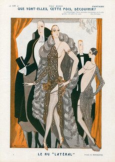 Léon Bonnotte 1925 Roaring Twenties Evening Gown Sexy Girl Topless