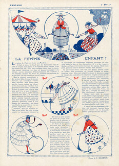 Odette Champion 1915 La Femme Enfant, Skipping, Hoop, Scooter
