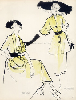 Bernard Blossac 1949 Schiaparelli & Mad Carpentier, Fashion Illustration