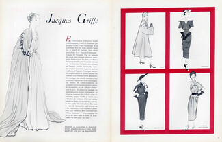 Pierre Louchel (6 illustrated pages) 1950 Jacques Griffe, Marcel Rochas, Paquin, Evening Gown, 6 pages