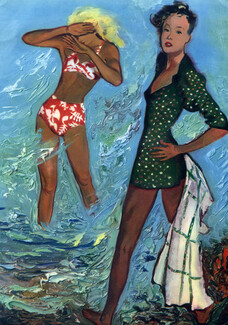 Brénot 1946 Véra Boréa, Summer Dress Jacques Heim, Jacques Griffe