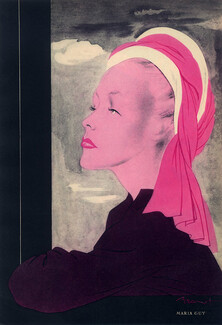 Maria Guy 1946 Brénot, Fashion Illustration turban