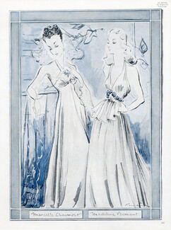 Pierre Simon 1945 Marcelle Chaumont & Madeleine Vramant, Evening Gown