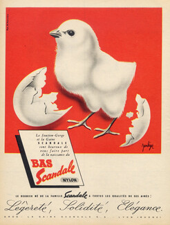 Scandale (Stockings) 1951 (L) Stockings Hosiery, Bird, Jeanléger