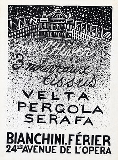 Bianchini Férier 1925 Velta, Pergola, Serafa, Opéra, Raoul Dufy