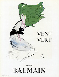 Pierre Balmain (Perfumes) 1952 Vent Vert, Mermaid, René Gruau