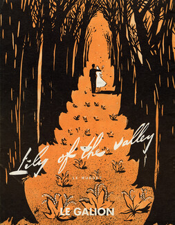 Le Galion (Perfumes) 1957 Lily Of The Valley, Lovers, Maurel (Version Orange-White)