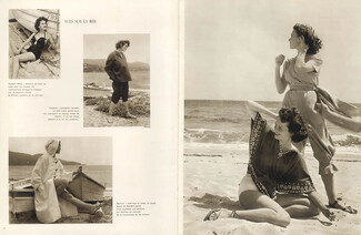 Hermès, Heim, Manguin, Rochas, Griffe, Carven, Schiaparelli 1949 Swimwear, Photos Pottier, 4 illustrated Pages, 4 pages
