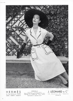 Hermès (Couture) 1952 Hermeselle, White Summer Dress