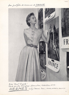 Hermès (Couture) 1952 Summer Dress, Heberlein et C°(Fabric)