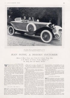 Jean Patou, A Modern Couturier, 1924 - Sportsman, Farman Racing Car, Automobile, Texte par Baron de Meyer, 3 pages